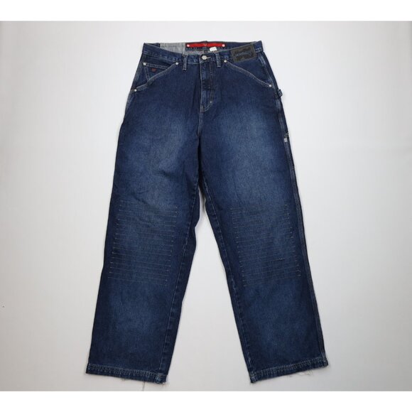 Vintage Y2K Streetwear Mens 34x32 Baggy Fit Skateboard Wide Leg Denim Jeans Blue